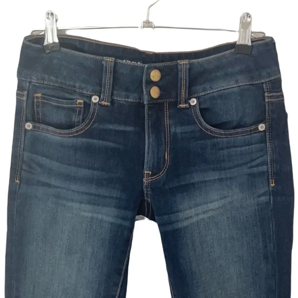 AMERICAN EAGLE ARTIST CROP DENIM BLUE JEANS SIZE 2 ANKLE CROP - Picture 8 of 9